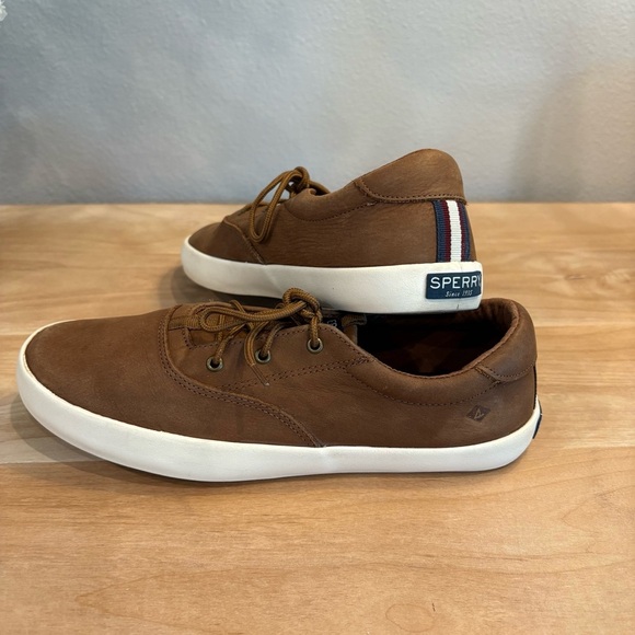 Youth Unisex 7 Sperry Spinnaker Washable Boat Nautical Leather Brown Shoes - Picture 1 of 11